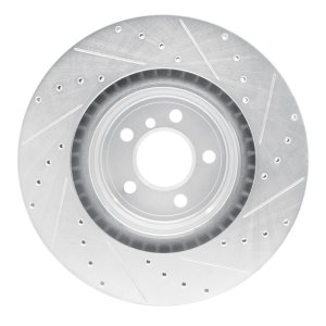 BMW 750LI Brake Rotor (1) - Rear Left - R1 Concepts - Drilled & Slotted - Silver - `09-`19